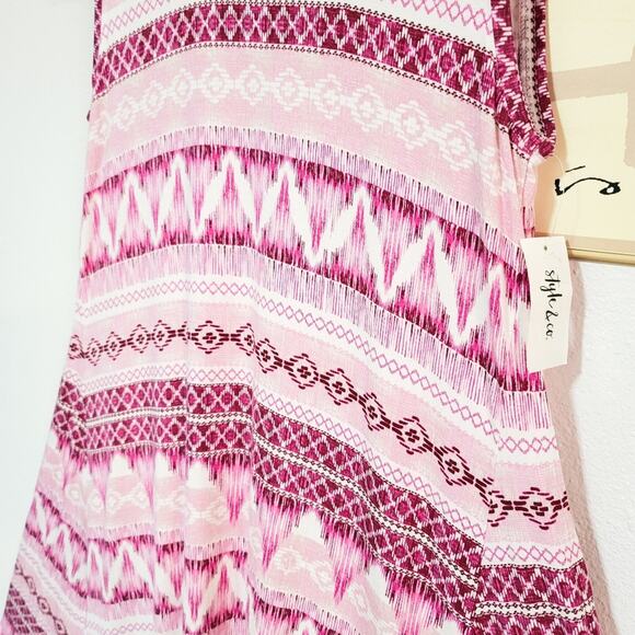 Style & Co New tribal Aztec stripe print sleeveless flowy swing dress size XS - Picture 5 of 9